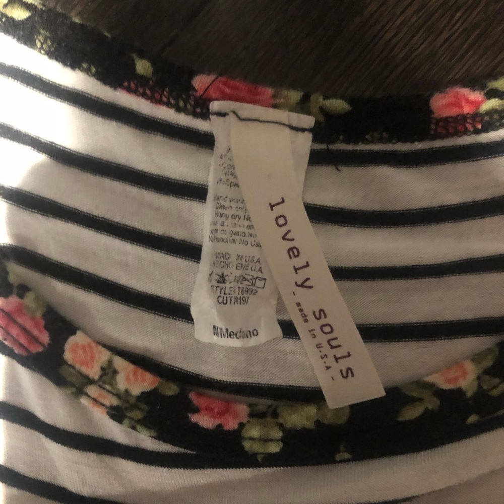 Striped and patterned top